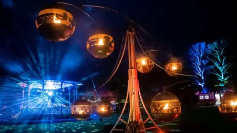 Paul Blakemore Sculpture that resembles a child's cot mobile at Glow