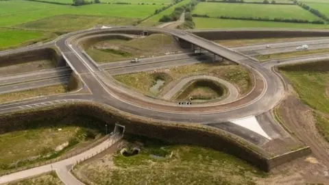 An aerial photo of the junction