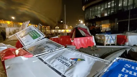 Storm damage in Cardiff city centre