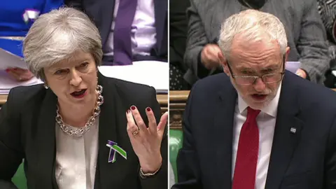 HoC Theresa May and Jeremy Corbyn