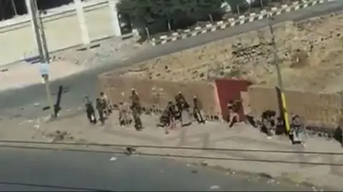 STRINGER Houthi fighters in the Yemeni capital, Sanaa, on December 2, 2017