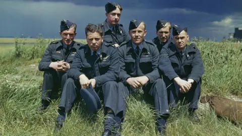 IWM/Getty Images 617 Squadron (Dambusters) At Scampton, Lincolnshire, 22 July 1943, crew of Lancaster ED285/`AJ-T