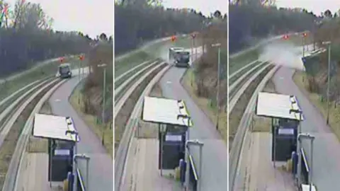 Cambs County Council CCTV of bus crash