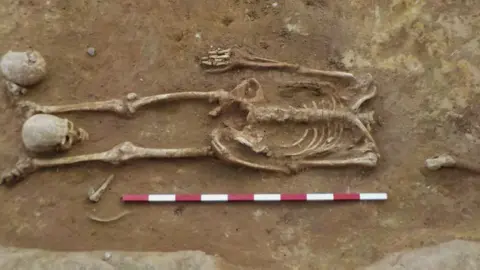 Archaeological Solutions A decapitated Roman burial with the head placed between the feet, and a second