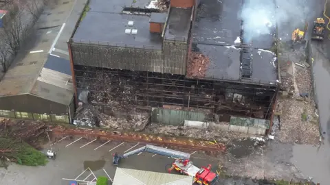 Lancashire Fire and Rescue Service Aerial view of the former SupaSkips site