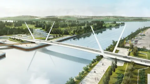 BBC CGI of planned opening road bridge