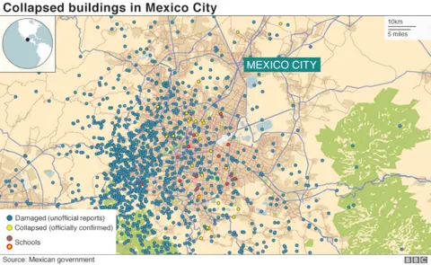 BBC Collapsed building in Mexico City