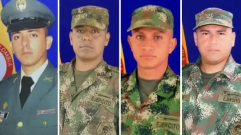 Colombian army Handout photo by the Colombian army showing the four soldiers who were killed in Caucasia
