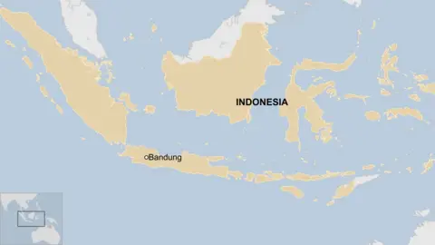 Map locating Bandung, in the West Java province of Indonesia.
