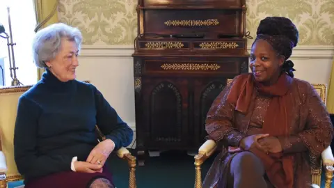 PA Media Lady Susan Hussey meeting Ngozi Fulani in Buckingham Palace