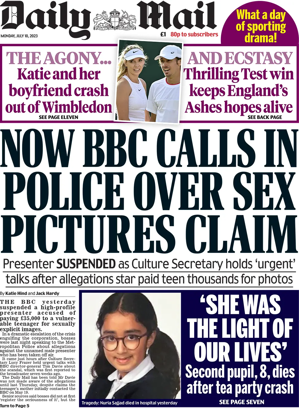 Daily Mail front page
