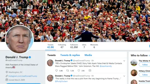 Twitter Screengrab of President Trump's Twitter account