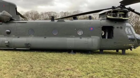 RAF Benson The chinook has been stuck in the field near Wantage for three days