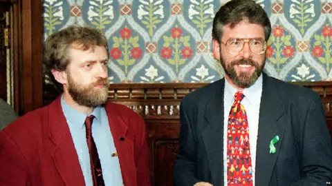 PA Jeremy Corbyn with Gerry Adams at the House of Commons, May 1995