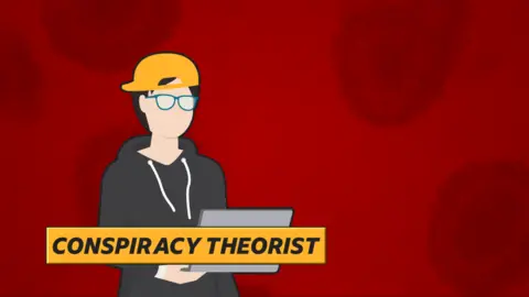 "Conspiracy theorist": Man in glasses and hoodie sitting at laptop