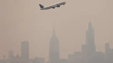 EPA New York was barely visible in the thick smog