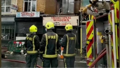 South Yorkshire Fire and Rescue Service Firefighters at the scene