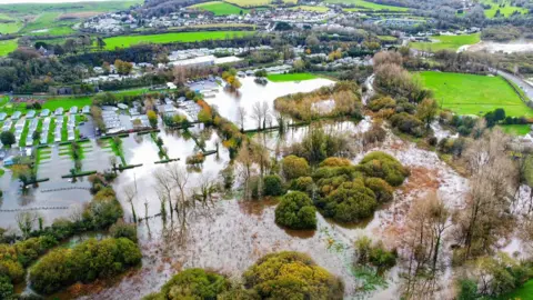 Jon Lewis Aerial photo shows the extent of the flooding at Kiln Park