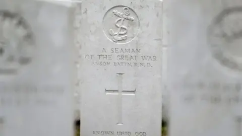 PA The grave stone of an unknown Seaman in Tyne Cot Commonwealth War Graves Cemetery, near to Ypres in Belgium