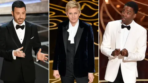 Getty Images Jimmy Kimmel, Ellen DeGeneres and Chris Rock