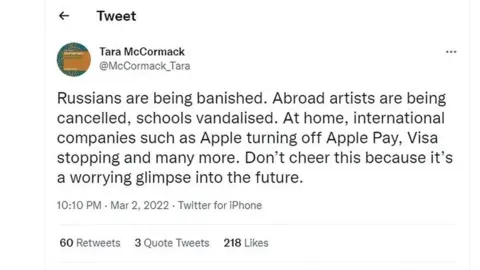 Twitter Dr Tara McCormack tweet