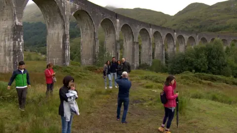 Harry Potter fans at Glenfinnan