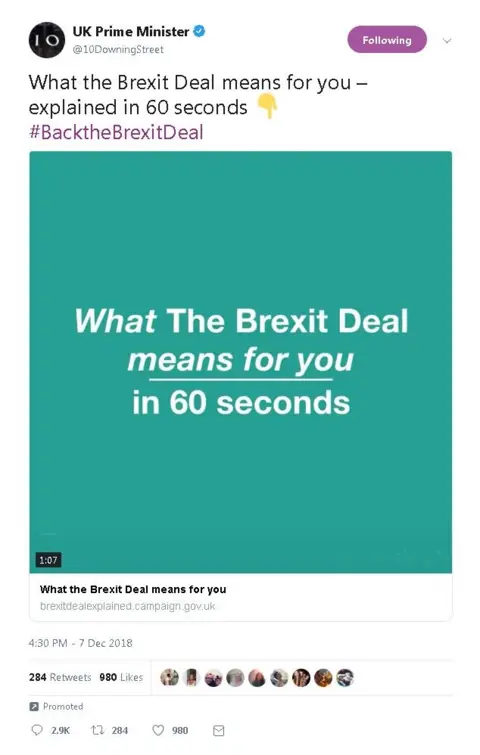 Facebook 'What the Brexit Deal means for you' Twitter advert