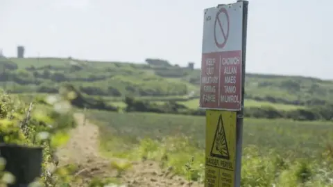 Wales News Service Sign at Castlemartin Range, Pembrokeshire