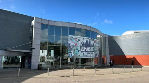 Exterior of GL1 leisure centre in Gloucester on a sunny day