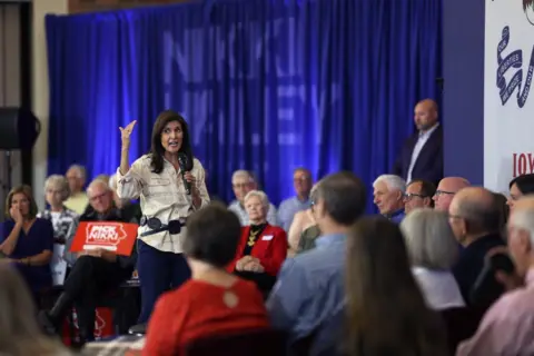 Getty Images Nikki Haley at Central College, Pella