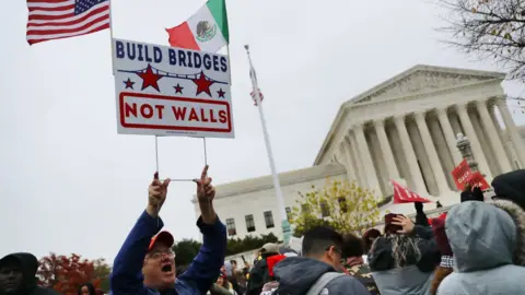 Getty Images Police were forced to shutdown the street due to hundreds of protesters