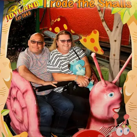Jayne Banks Jayne and Paul Banks riding the Snail at Joyland