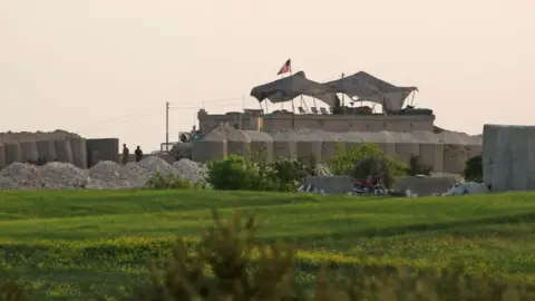 Getty Images A US outpost in northern Syria, photographed in April 2018