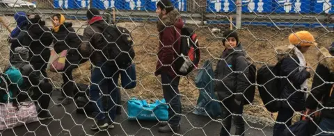 Migrants arrive at Spielfeld on the Austrian border in February 2016