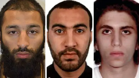 Metropolitan Police (From left) Khuram Butt, Rachid Redouane and Youssef Zaghba