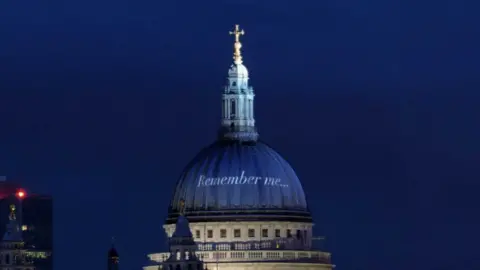 St Paul's Cathedral/PA Medica Undated handout photo issued by St Paul"s Cathedral of the cathedral"s famous dome virtually enhanced with writing that reads "remember me" emblazoned on it - the name of a new online memorial project allowing families of Covid-19 victims to express their "loss and sorrow" but celebrate "everything good" about their loved ones