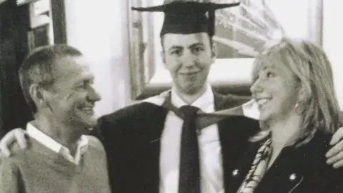 Grenfell Inquiry Mr Murphy with son and lady at graduation