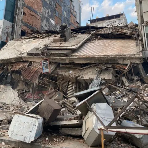 Collapsed building in Antakya