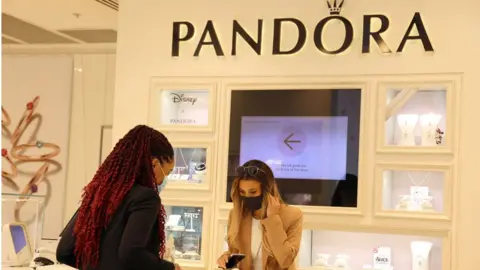 shopping at Pandora Marble Arch store in London