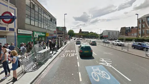 Google The dual carriageway outside Mile End tube station in east London