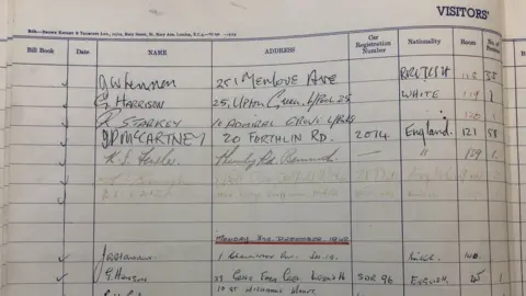 Omega Auctions Hotel visitor book