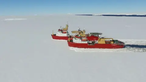 BBC Two ships sailing through ice