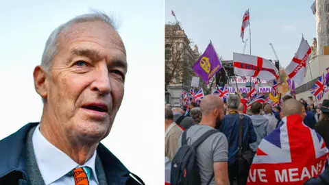 Getty Images Jon Snow and the pro-Brexit march