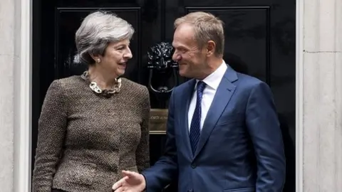 EPA Theresa May and Donald Tusk