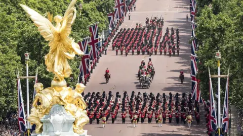 Ministry of Defence Trooping the Colour Parade down the Mall in London - Sat 17th June
