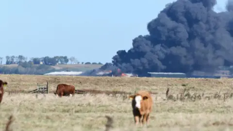 Nick Southwood An image of the fire taken from Elmley National Nature Reserve