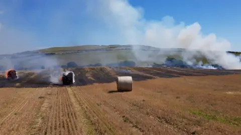 IOM FIRE AND RESCUE SERVICE Hay bales on fire