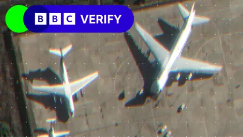 BBC Planes on the runway of a Russian base in Syria, captured by Maxar Technologies