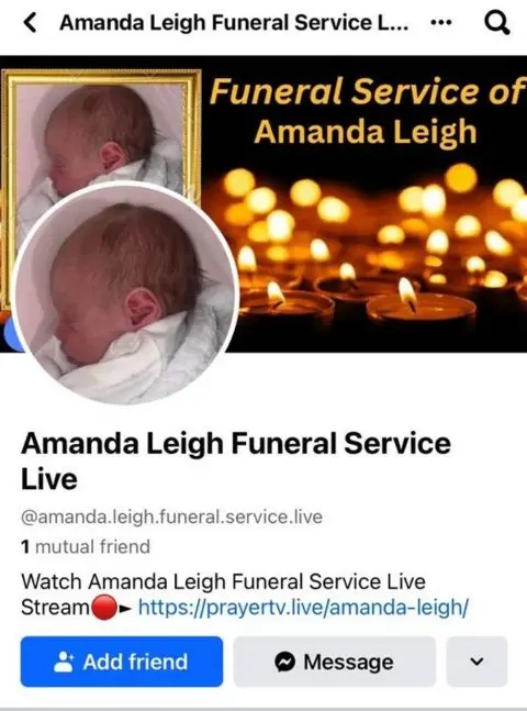 Facebook The fake page on Facebook before it was taken down