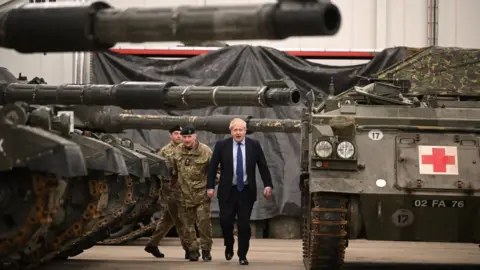Getty Images Prime Minister Boris Johnson visits troops in Estonia